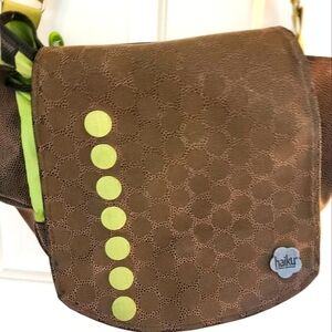 Haiku Messenger Bag Crossbody Brown Leather Lime Interior Ecofriendly Office